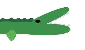 simple drawing of a happy green alligator